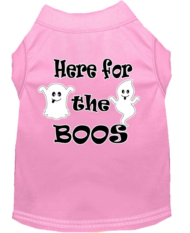 Here for the Boos Screen Print Dog Shirt Light Pink Med